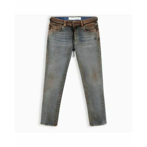 OFF!-White Other - Off-White c/o Virgil Abloh Blue Dirty Effect Skinny Jeans Size 32 Stain Men's